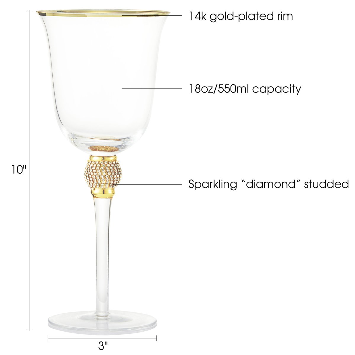 Modern Unique Metallic Rose Gold Tone Stemmed Champagne Flute Glasses, Set  of 6