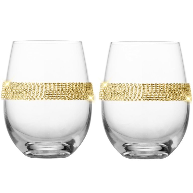 Set Of 6 Luxurious Stemless Wine Glasses With Sparkling