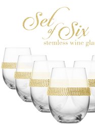Set Of 6 Luxurious Stemless Wine Glasses With Sparkling