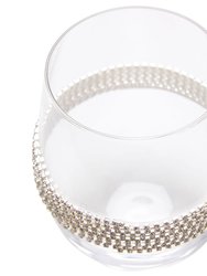 Stemless Wine Glasses With Silver Tone Rhinestone Design