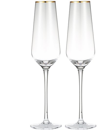 Berkware Tall Champagne Flutes With Gold Tone Rim product