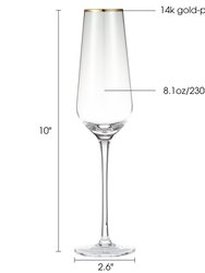Tall Champagne Flutes With Gold Tone Rim