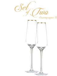 Tall Champagne Flutes With Gold Tone Rim