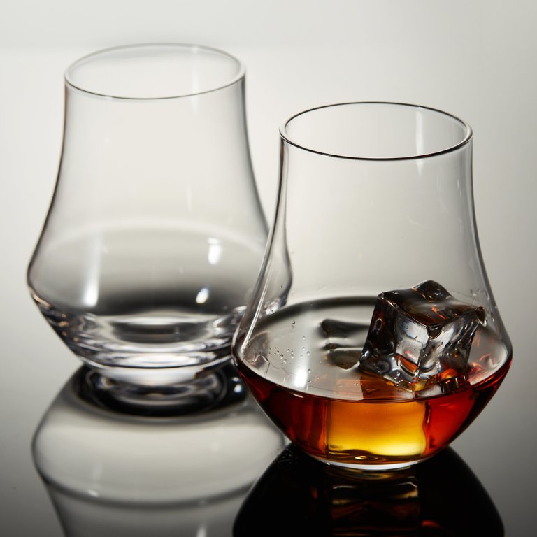 Tulip Shaped Lowball Whisky Glasses