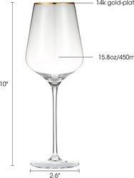 Wine Glasses - Luxury Crystal Long Stem Toasting Glasses - Set of 4