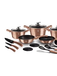 17-Piece Kitchen Cookware Set - Rose Gold