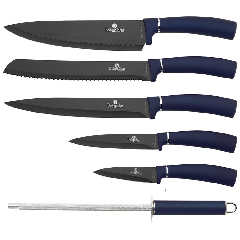 BerlingerHaus 7-Piece Kitchen Knife Set With Stand Stainless Steel