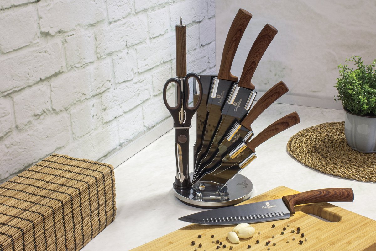 Automatic Cutting Board and Knife Set with Stand, Knife Block