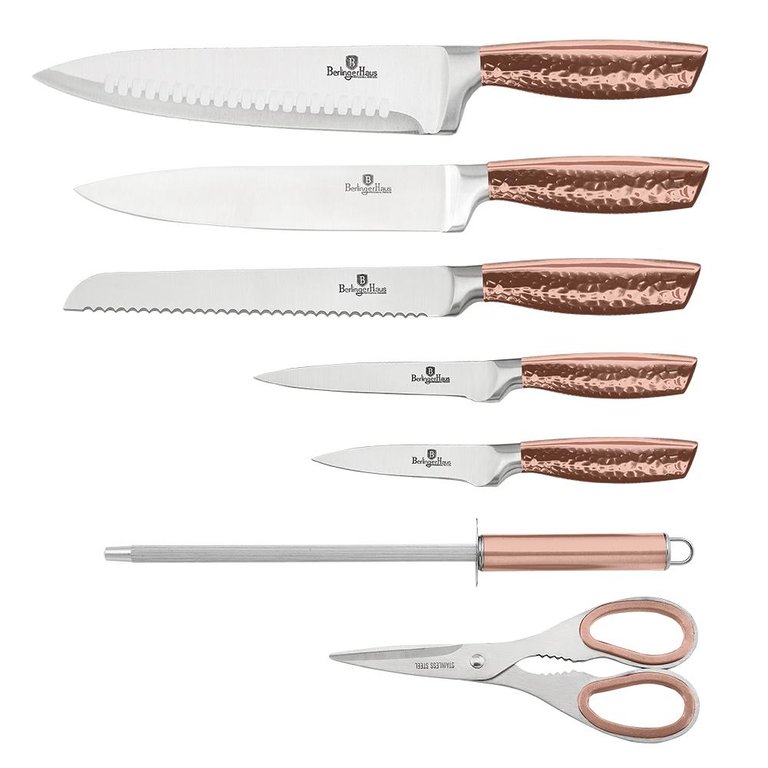 8-Piece Knife Set with Acrylic Stand Rose Gold Collection