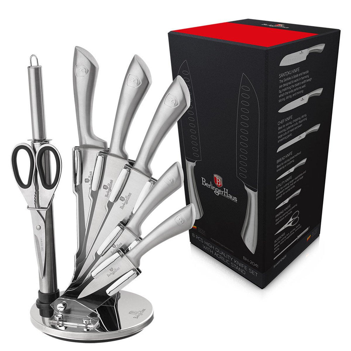8-Piece Kitchen Knife Set with Acrylic Stand - Berlinger Haus US