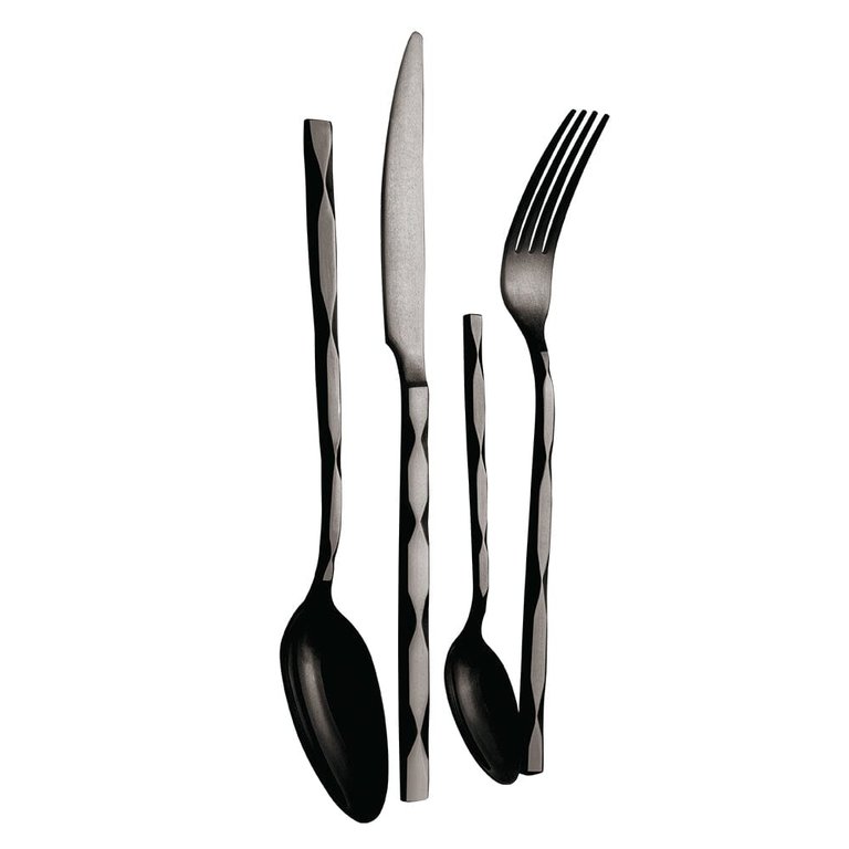 Berlinger Haus 24-Piece Stainless Steel Mirror Finish Cutlery Set Black Collection