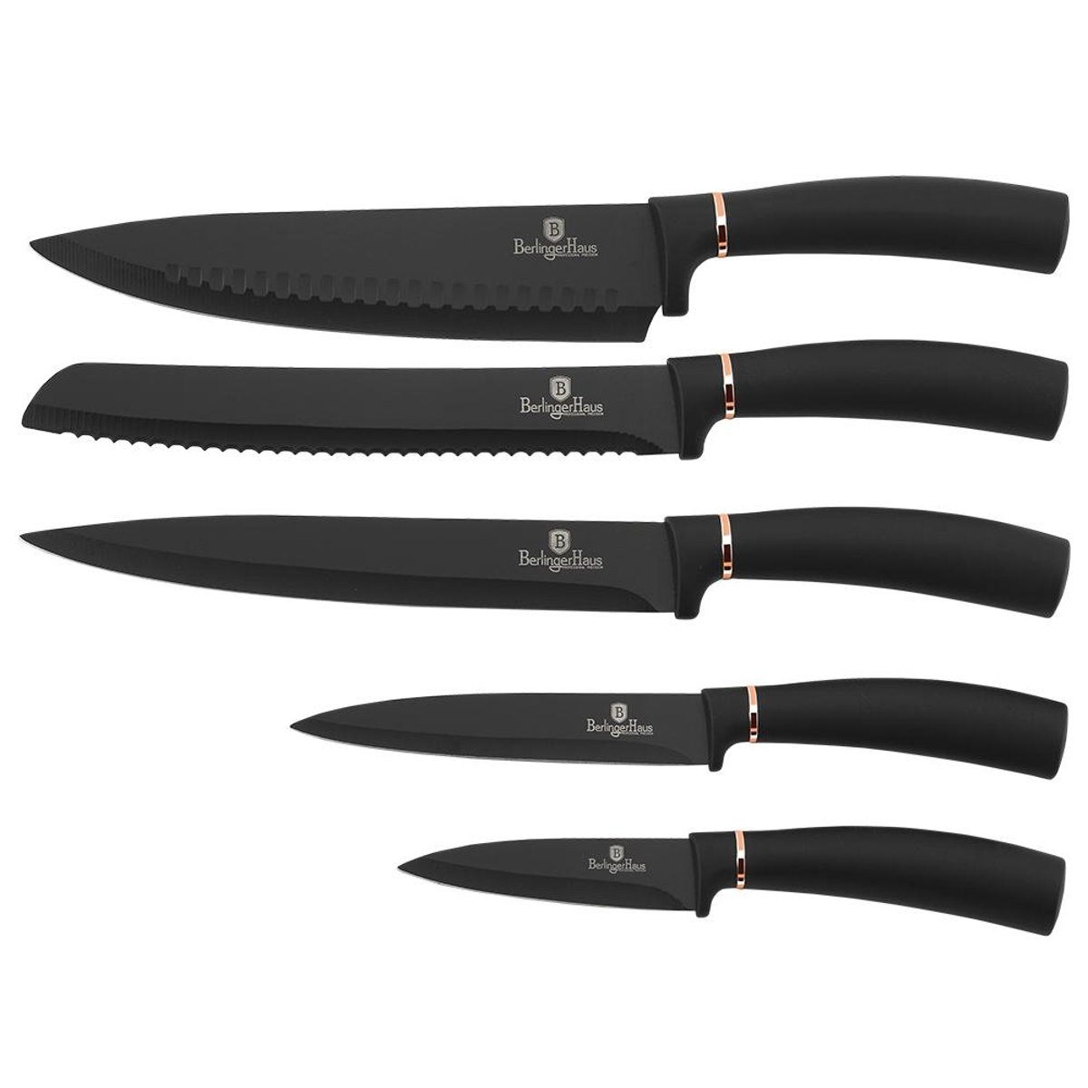 6-Piece Knife Set w/ Magnetic Holder Rose Gold Collection