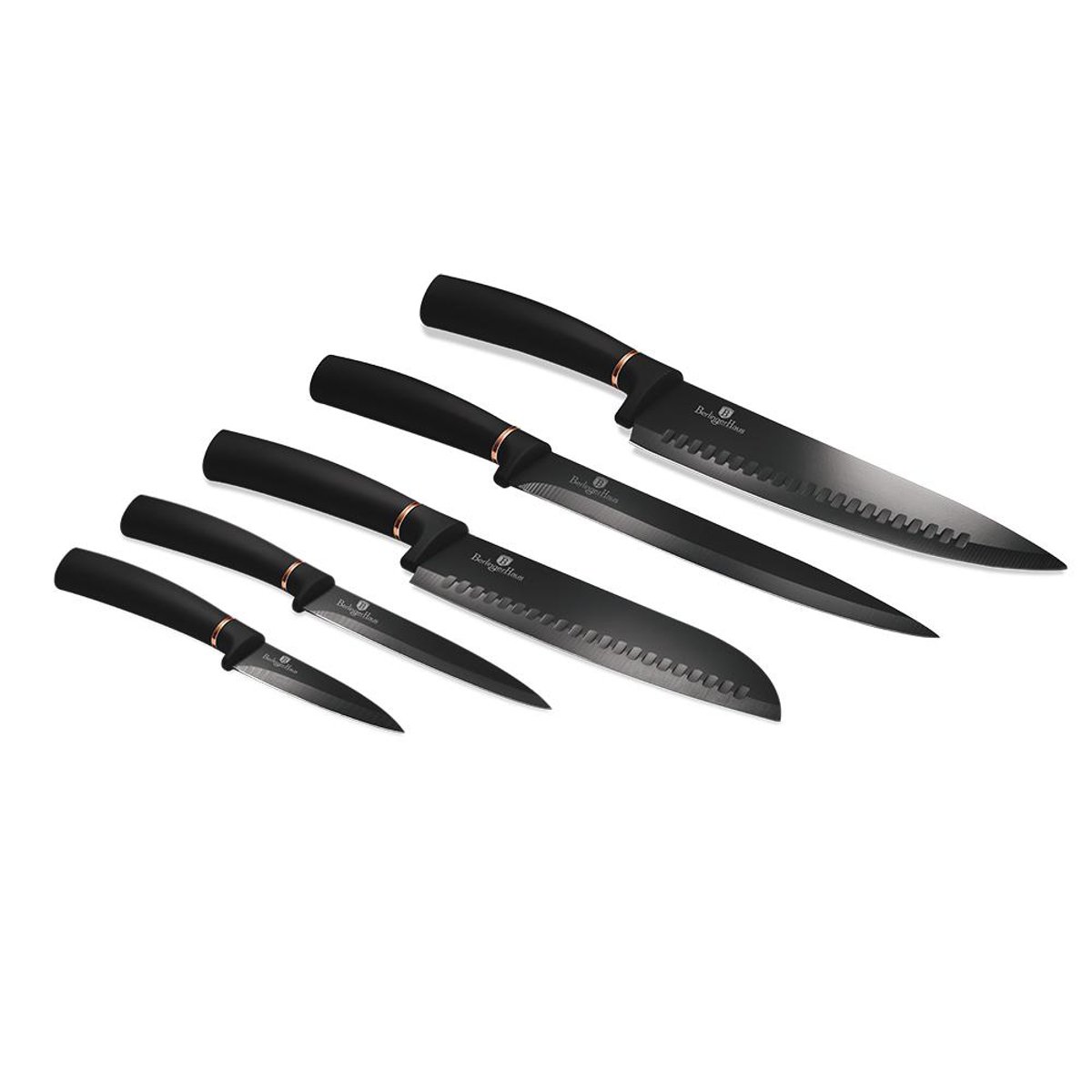 6-Piece Knife Set w/ Magnetic Holder Rose Gold Collection