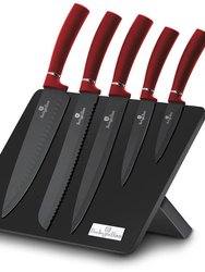 Berlinger Haus 6-Piece Knife Set w/ Magnetic Holder Carbon Pro Collection - Carbon