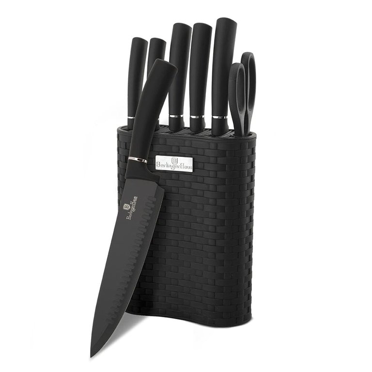 Berlinger Haus 7-Piece Knife Set w/ Stand Black Collection - Black