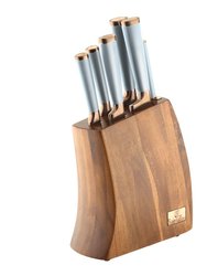 Berlinger Haus 7-Piece Knife Set w/ Wooden Stand Black Rose Gold Collection