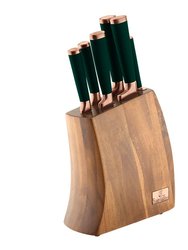 Berlinger Haus 7-Piece Knife Set w/ Wooden Stand Black Rose Gold Collection