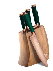 Berlinger Haus 7-Piece Knife Set w/ Wooden Stand Black Rose Gold Collection