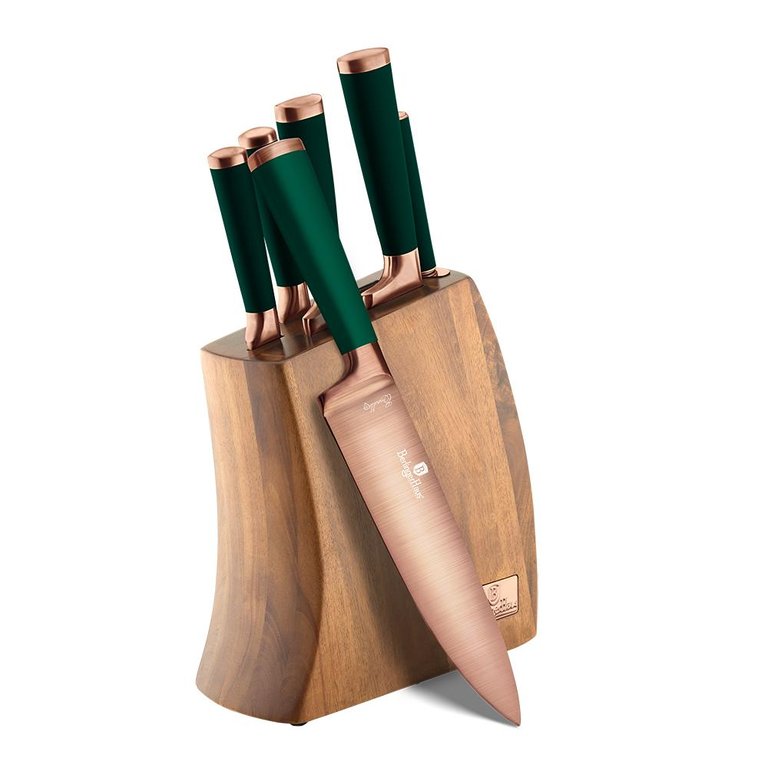 Berlinger Haus 7-Piece Knife Set w/ Wooden Stand Emerald Collection