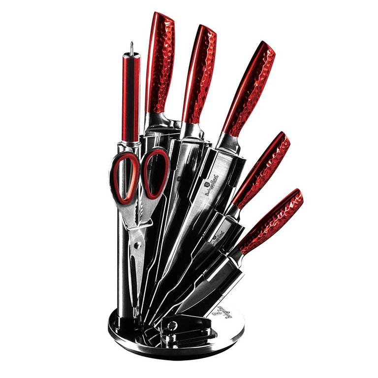 Berlinger Haus 8-Piece Kitchen Knife Set with Acrylic Stand - Burgundy