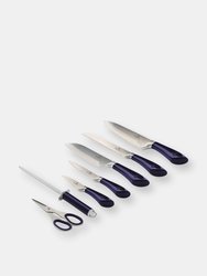 Berlinger Haus 8-Piece Knife Set w/ Acrylic Stand Black Rose Gold Collection