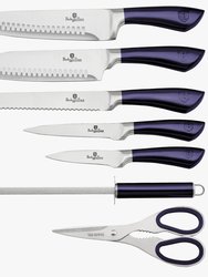 Berlinger Haus 8-Piece Knife Set w/ Acrylic Stand Black Rose Gold Collection