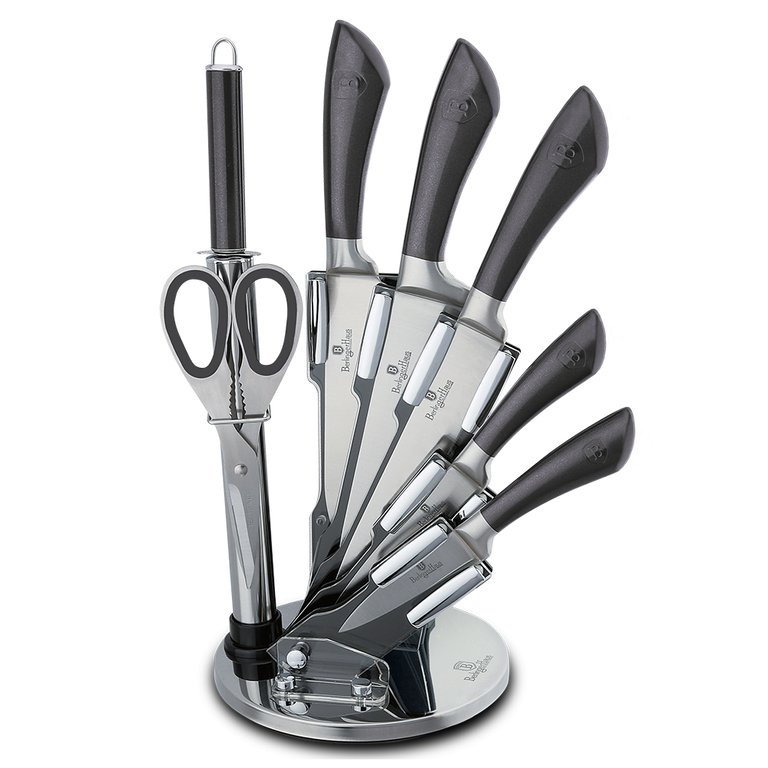 Berlinger Haus Carbon 8-Piece Knife Set w/ Acrylic Stand Black