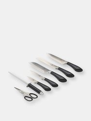 Berlinger Haus 8-Piece Knife Set w/ Acrylic Stand Black Rose Gold Collection