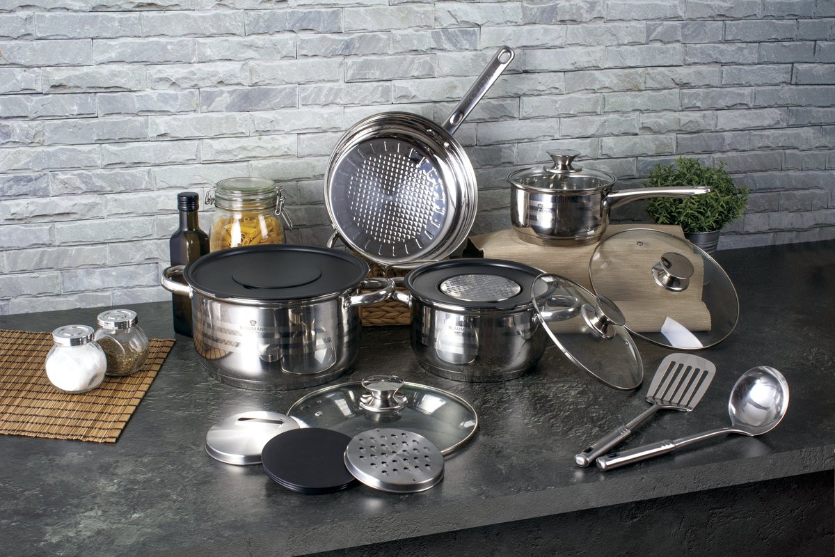 Berlinger Haus Blaumann 15-Piece Stainless Steel Cookware Set Blauman  Collection