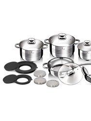 Blaumann 15-Piece Stainless Steel Cookware Set Blauman Collection