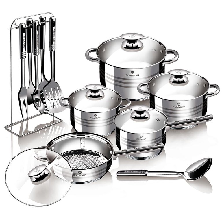 Blaumann 17-Piece Jumbo Stainless Steel Cookware Set Blauman Collection