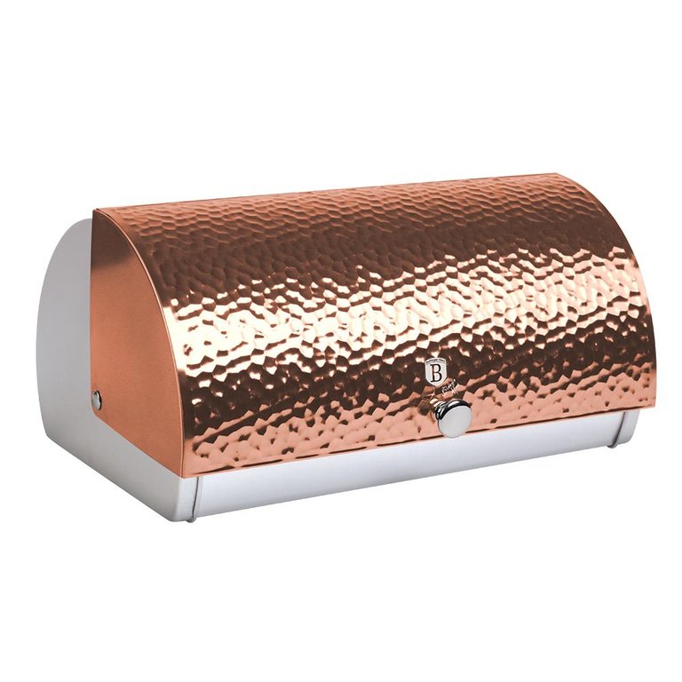 Bread Box with Metallic Door Black Collection - Rose Gold