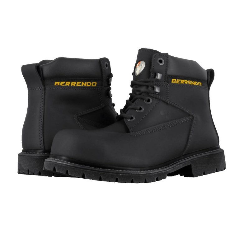 6” Steel Toe Work Boots In Black