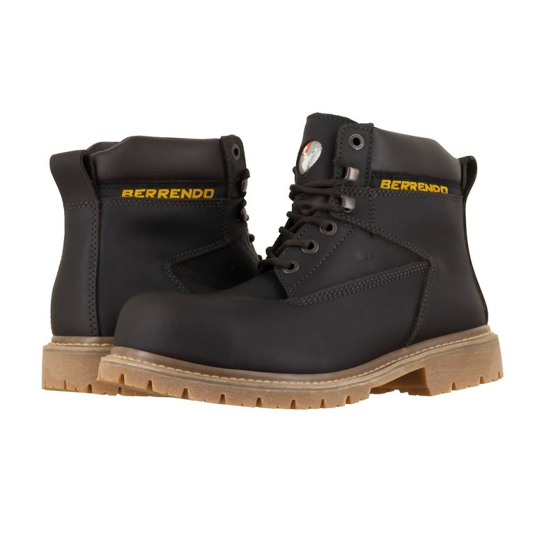 6” Steel Toe Work Boots In Brown