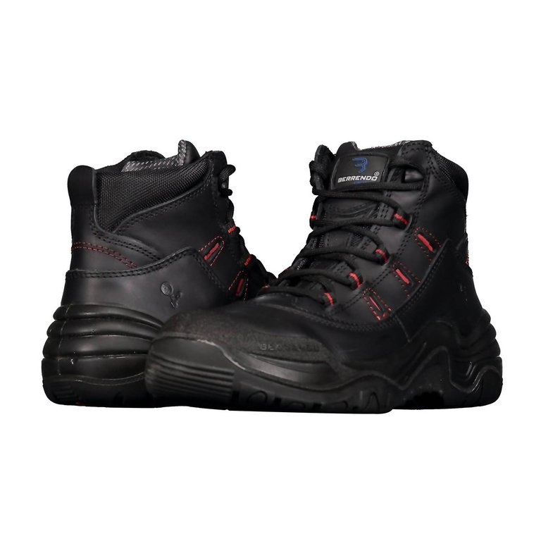 Men’S Steel Toe Work Boots 6" In Black - Black