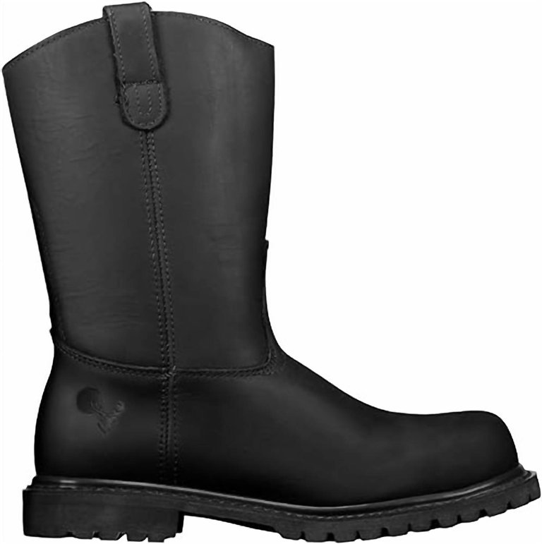 Men's Wellington Steel Toe Work Boots In Black - Black