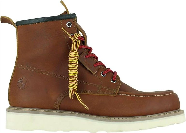 Moc Toe Work Boots In Cognac