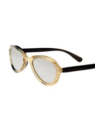 Bertha Alexa Buffalo-Horn Polarized Sunglasses - Honey-Black/Silver