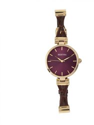 Bertha Amanda Criss-Cross Ladies Watch - Gold/Burgandy