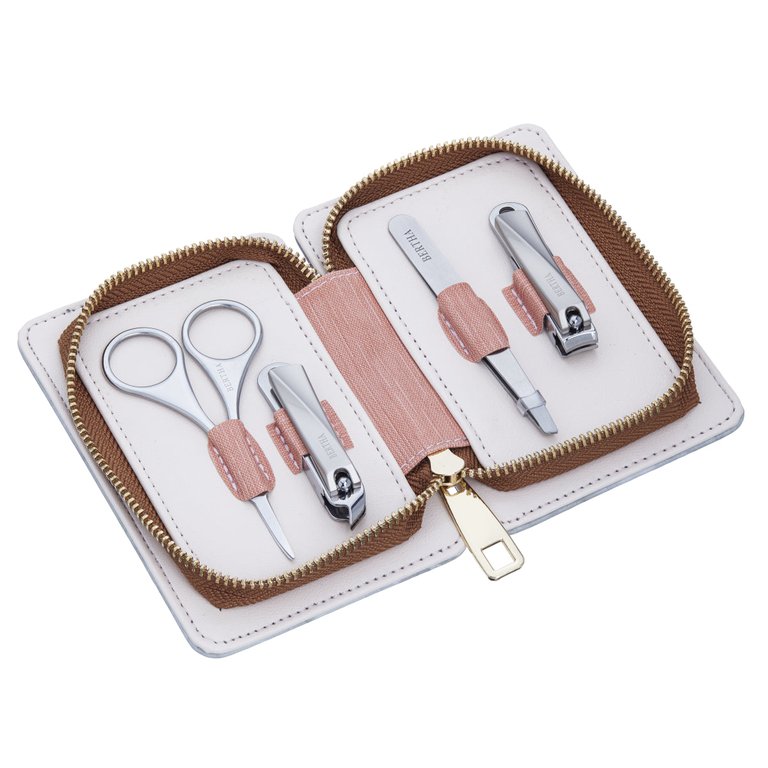 Bertha Avery 4 Piece Surgical Steel Groom Kit - Marble/Pink