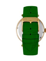 Bertha Camilla Mother-Of-Pearl Leather-Band Watch - Green