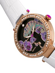 Bertha Camilla Mother-Of-Pearl Leather-Band Watch - White