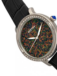 Bertha Courtney Opal Dial Leather-Band Watch - Black