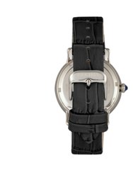 Bertha Courtney Opal Dial Leather-Band Watch - Black