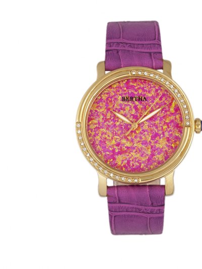 Bertha Watches Bertha Courtney Opal Dial Leather-Band Watch - Hot Pink product