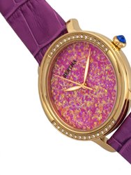 Bertha Courtney Opal Dial Leather-Band Watch - Hot Pink
