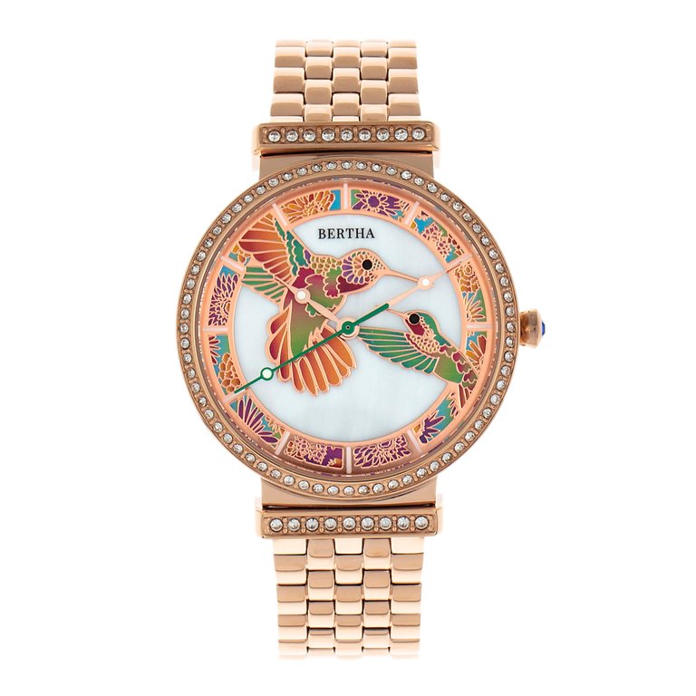 Bertha Emily Mother-Of-Pearl Bracelet Watch - Rose Gold