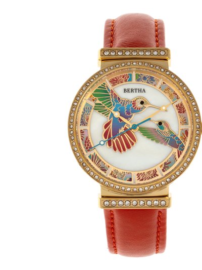 Bertha Watches Bertha Emily Mother-Of-Pearl Leather-Band Watch - Gold/Orange product