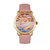 Bertha Estella MOP Leather-Band Ladies Watch - Gold/Pink