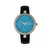 Bertha Frances Marble Dial Leather-Band Watch - Black/Cerulean